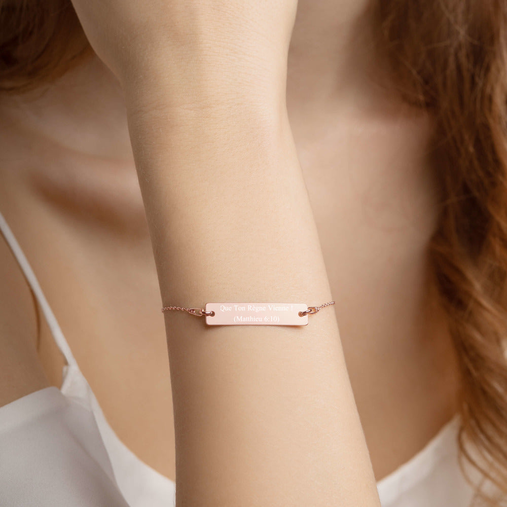 Bracelet gravé en Argent 925 Que Ton Règne Vienne